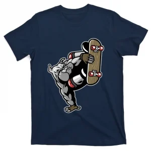 Bulldog Character Playing Skateboard T-Shirt