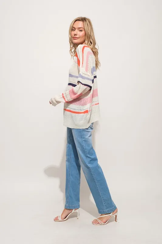 Abstract-Striped-Light-Weight-Loose-Sweater-Pink-Multi-2