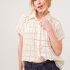 Eyelet Loose Button Down Shirt - Natural