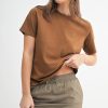 Round Neck Short Sleeve T-Shirt - Cocoa Dust