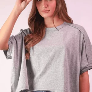 Round Neck Short Sleeve T-Shirt - H Gray