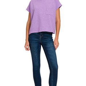 Round Neck Short Sleeve T-Shirt - Lavender