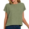 Round Neck Short Sleeve T-Shirt - Lt Olive