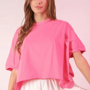Round Neck Short Sleeve T-Shirt - Pink