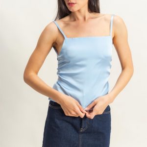 Satin Back Tie Detail Cami - Ice Blue