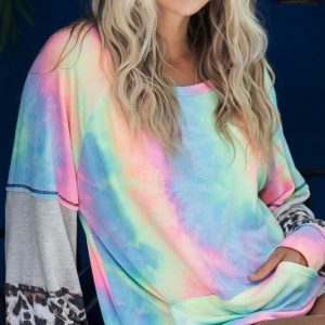 Tie Dye French Terry Sweatshirt with Contrast - Charcoal Tie Dye
